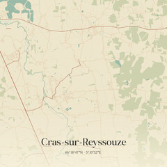 Obraz premium Vintage map of Cras-sur-Reyssouze, France.