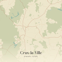 Obraz premium Vintage map of Crux-la-Ville, France.