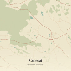 Obraz premium Vintage map of Cuissai, France.