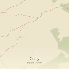 Obraz premium Vintage map of Cuisy, France.