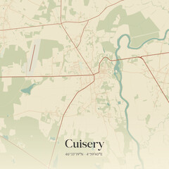 Obraz premium Vintage map of Cuisery, France.