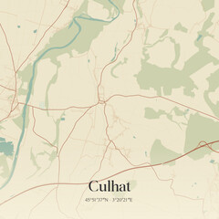 Obraz premium Vintage map of Culhat, France.