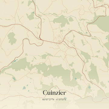 Vintage map of Cuinzier, France.