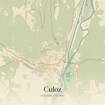 Vintage map of Culoz, France.