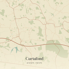 Obraz premium Vintage map of Curtafond, France.