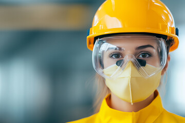 Female Construction Worker Wearing Safety Gear  
