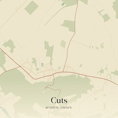 Obraz premium Vintage map of Cuts, France.