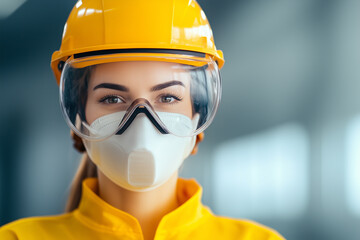Female Construction Worker Wearing Safety Gear  
