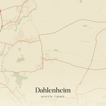 Vintage map of Dahlenheim, France.