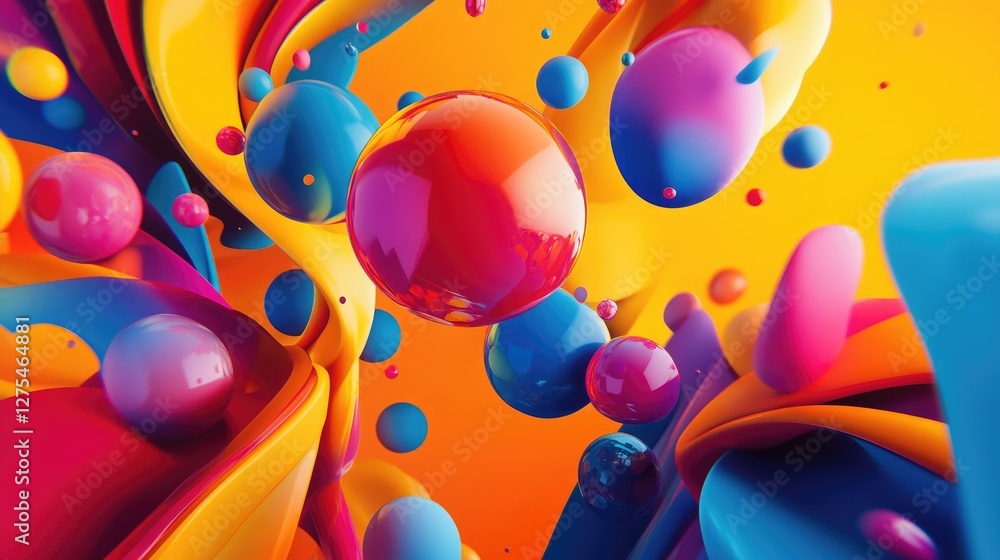 Poster A burst of vibrant abstract colors, dynamically exploding in sync with the rhythm and energy of a pop song, creating a visually captivating design