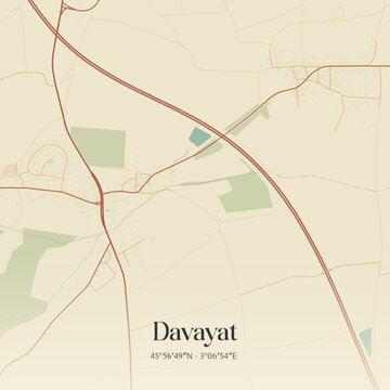 Vintage map of Davayat, France.