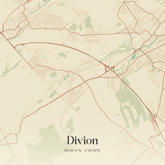 Obraz premium Vintage map of Divion, France.