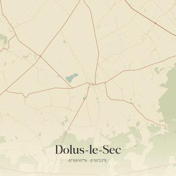 Vintage map of Dolus-le-Sec, France.