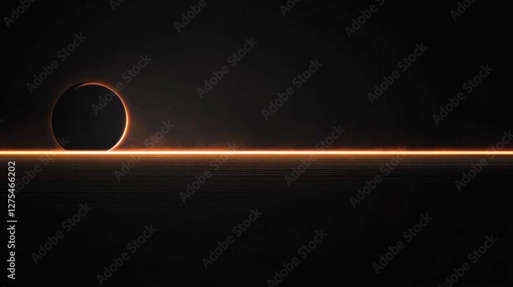 Poster a dark, minimalist wallpaper with a delicate gradient, creating the illusion of a solar eclipse with
