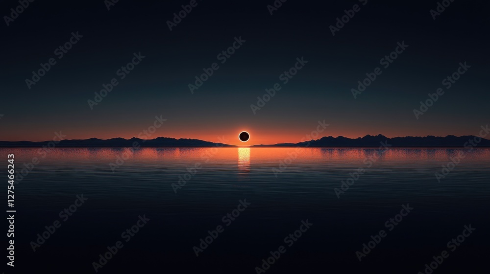 Poster a dark, minimalist wallpaper with a delicate gradient, creating the illusion of a solar eclipse with
