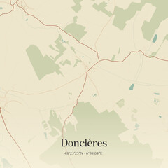 Obraz premium Vintage map of Doncières, France.