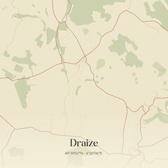 Obraz premium Vintage map of Draize, France.