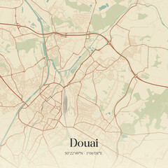 Obraz premium Vintage map of Douai, France.
