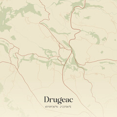 Obraz premium Vintage map of Drugeac, France.