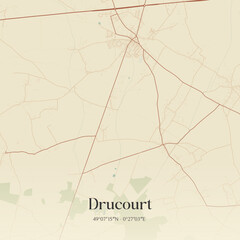 Vintage map of Drucourt, France.