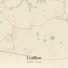Obraz premium Vintage map of Écaillon, France.