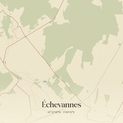 Obraz premium Vintage map of Échevannes, France.