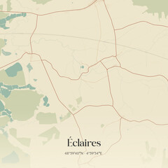 Obraz premium Vintage map of Éclaires, France.