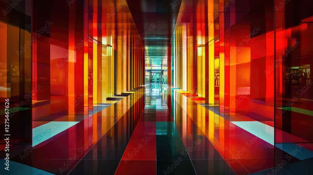 Aufkleber A dynamic pattern of angular geometric shapes and reflections, creating a bold, modern, and vibrant abstract background with a sense of movement