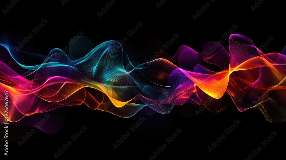 Aufkleber a dynamic pattern of colorful 3d waves creates a vibrant abstract design, full of energy and motion 