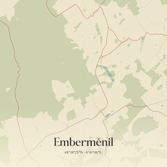 Fototapeta premium Vintage map of Emberménil, France.