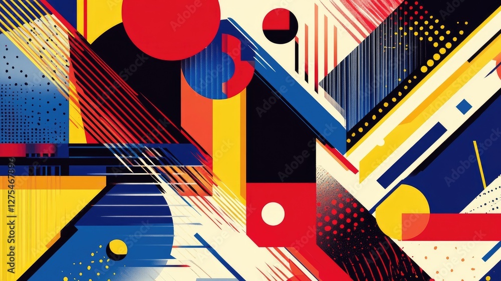 Fototapete A dynamic pattern of geometric shapes and angular reflections, creating a bold and vibrant background with sharp lines and energetic contrasts