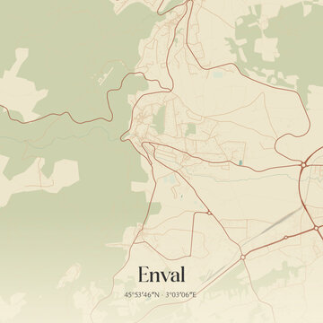 Vintage map of Enval, France.