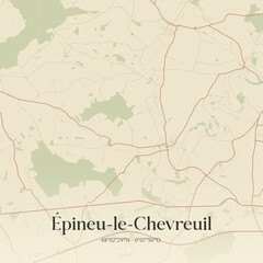Obraz premium Vintage map of Épineu-le-Chevreuil, France.