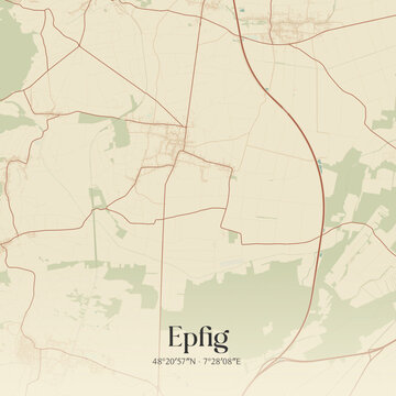 Vintage map of Epfig, France.