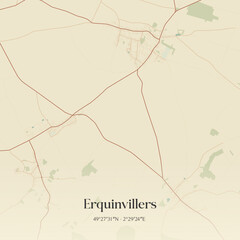 Vintage map of Erquinvillers, France.