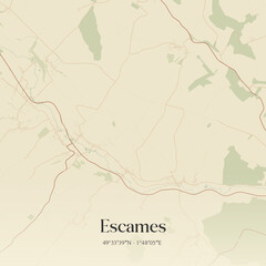 Obraz premium Vintage map of Escames, France.