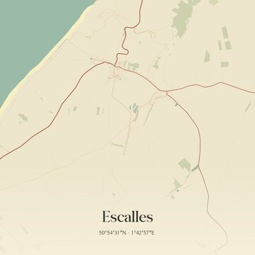 Vintage map of Escalles, France.