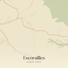 Obraz premium Vintage map of Escorailles, France.