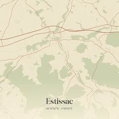 Obraz premium Vintage map of Estissac, France.