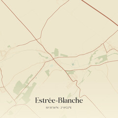 Fototapeta premium Vintage map of Estrée-Blanche, France.