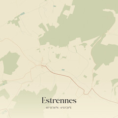 Obraz premium Vintage map of Estrennes, France.