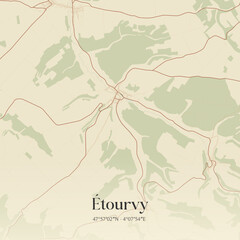 Obraz premium Vintage map of Étourvy, France.
