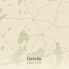 Vintage map of Étréchy, France.
