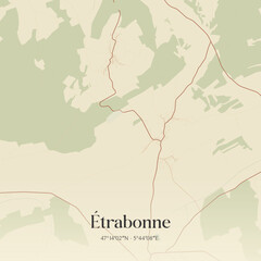 Obraz premium Vintage map of Étrabonne, France.