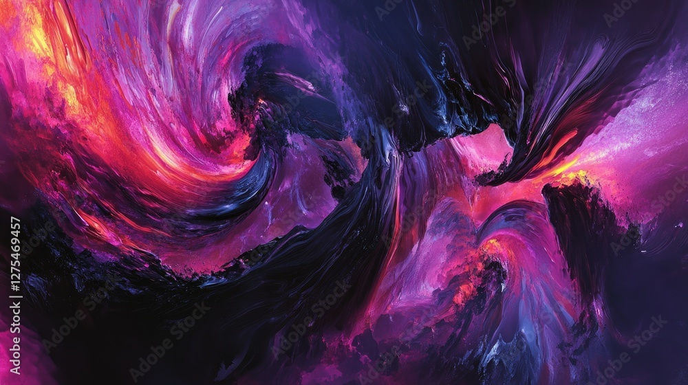 Poster a mesmerizing abstract fluid art composition, featuring swirling tendrils of color blending together