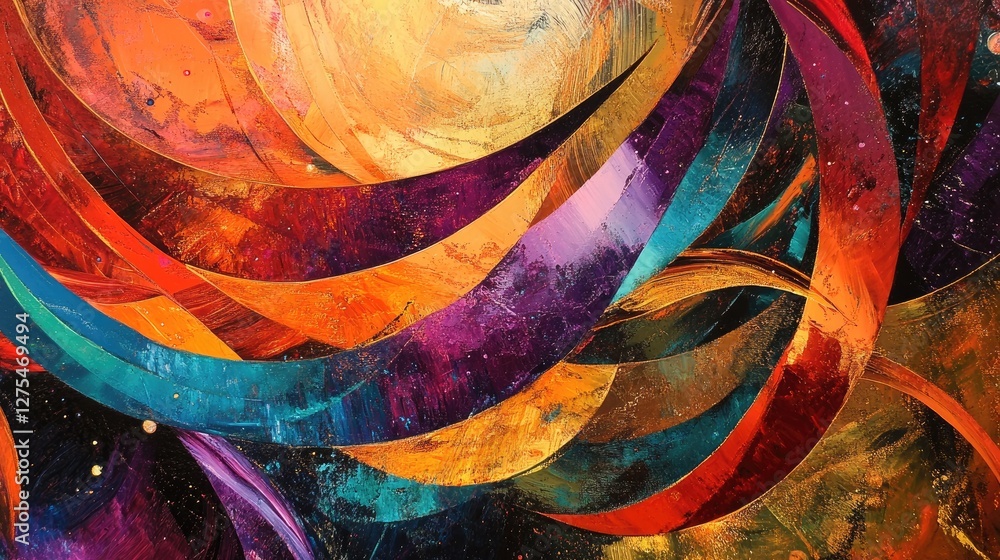 Poster a mesmerizing abstract fluid art composition, featuring swirling tendrils of color blending together