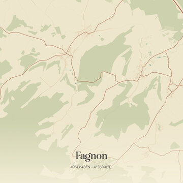Vintage map of Fagnon, France.
