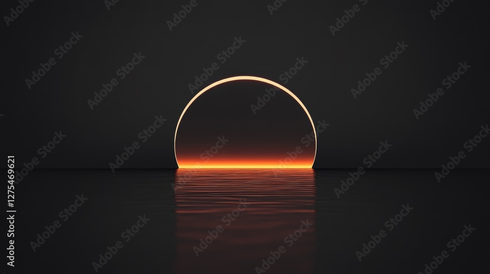 Poster a minimalist dark wallpaper with a delicate gradient, forming a glowing horizon that mimics the sere