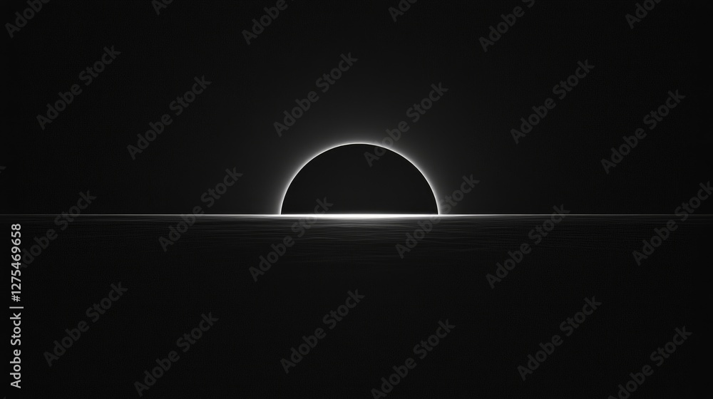 Poster a minimalist dark wallpaper with a delicate gradient, forming a glowing horizon that mimics the sere