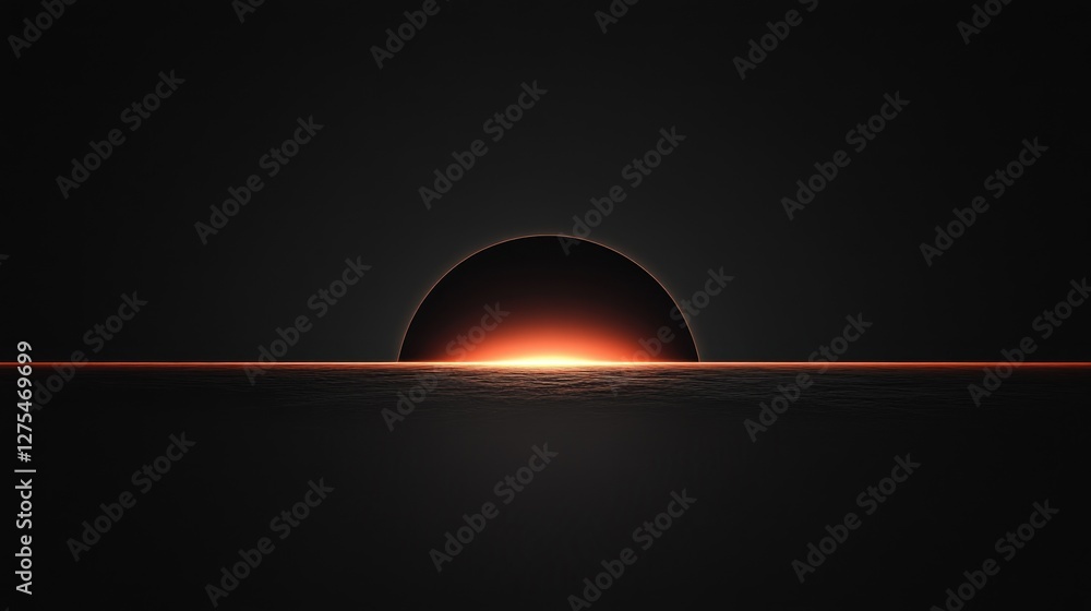 Poster a minimalist dark wallpaper with a delicate gradient, forming a glowing horizon that mimics the sere